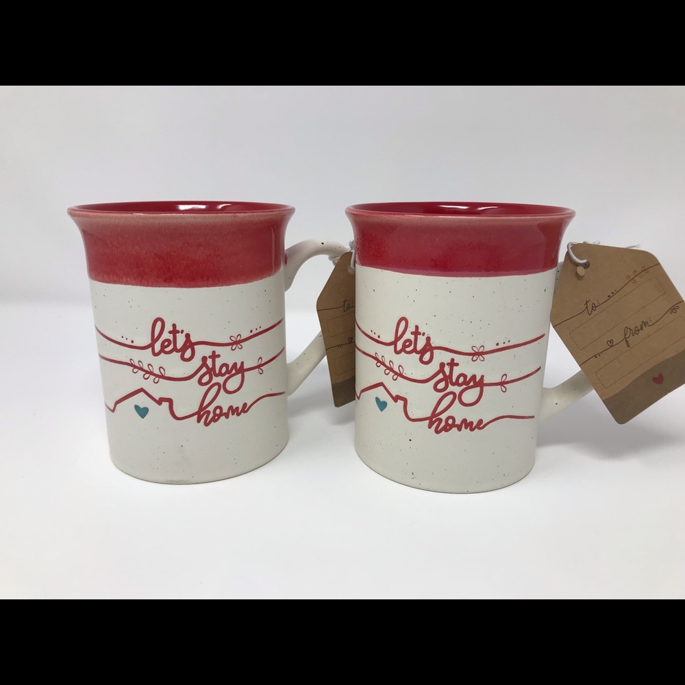 NWT “Let’s Stay Home” Valentine mugs - set of 2
